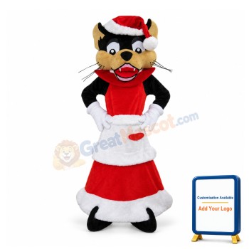 Christmas Black Wolf Lady Mascot Costume