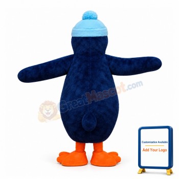 Cute Penguin In Blue Hat Mascot Adult Costume