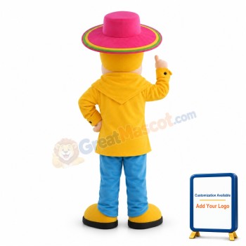 Smiling Girl With Pink Hat Mascot Costume
