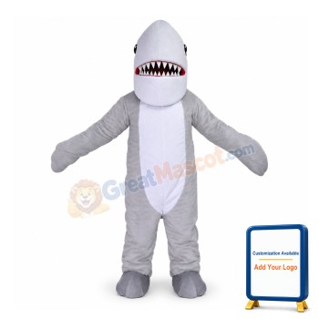 Fierce Grey Shark Mascot Costume