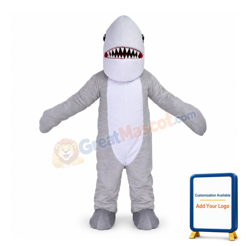 Fierce Grey Shark Mascot Costume