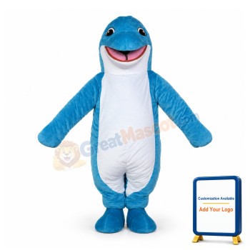 Cute Blue Dolphin Mascot Costume