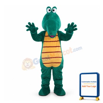 Cartoon Green Crocodile Mascot Adult Costume