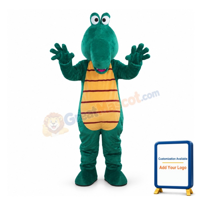 Cartoon Green Crocodile Mascot Adult Costume