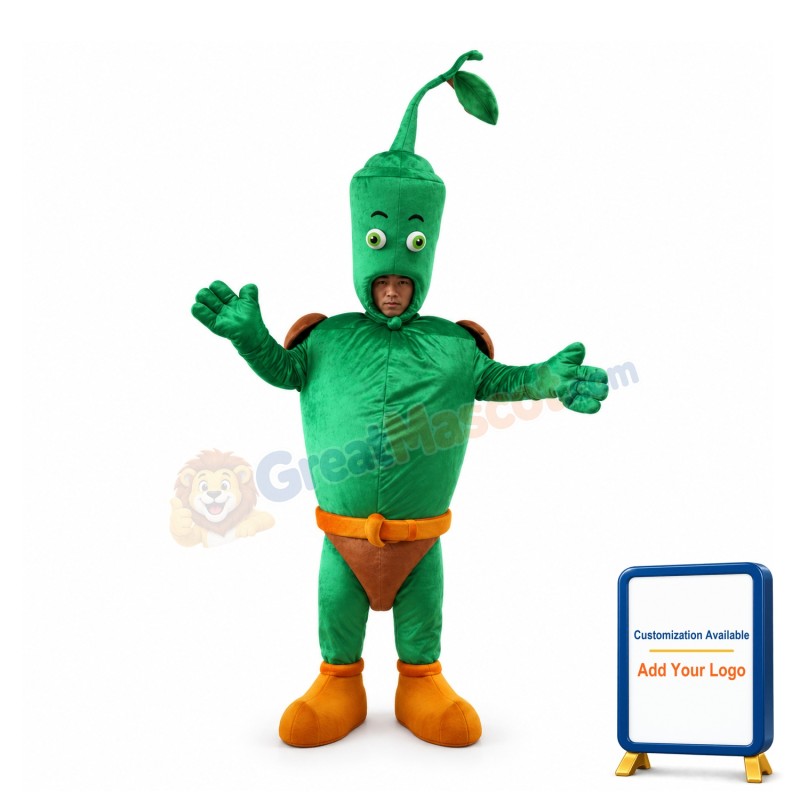 Superhero Green Bud Mascot Costume