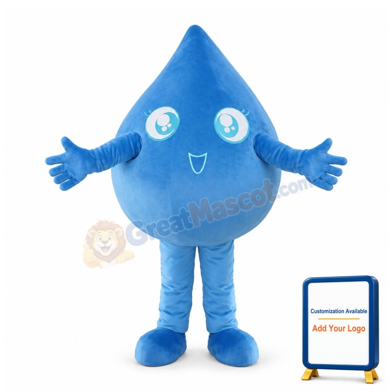 Cartoon Blue Water Drop Lightweight Mascot Adult Costume