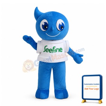 Cartoon Blue Water Drop Man Mascot Adult Costume