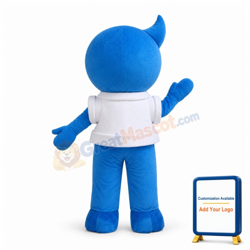 Cartoon Blue Water Drop Man Mascot Adult Costume