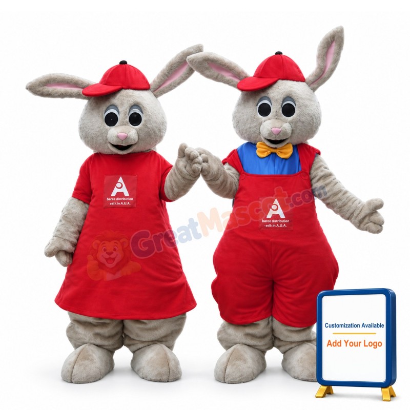 Adult Plush Brown Couple Rabbit Mascot Costume