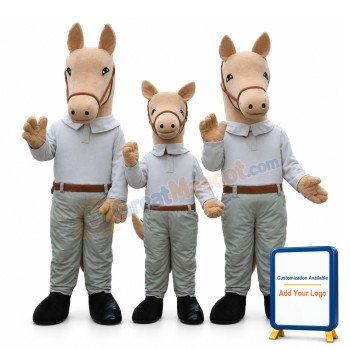 Farm Beige Horse Mascot Adult Costume
