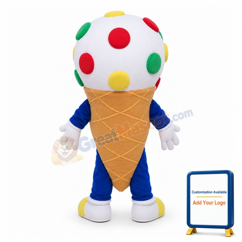 Deluxe Cartoon Ice Cream Cone Mascot Adult Costume