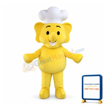 Cute Cartoon Yellow Chef Elephant Lightweight Mascot Adult Costume