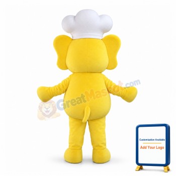 Cute Cartoon Yellow Chef Elephant Lightweight Mascot Adult Costume