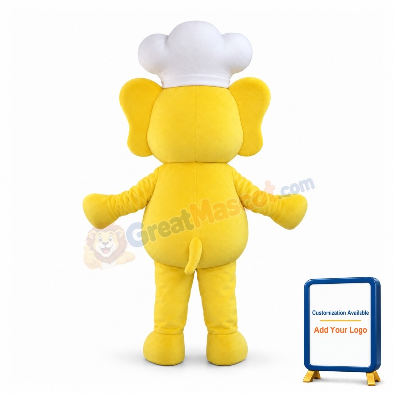 Cute Cartoon Yellow Chef Elephant Lightweight Mascot Adult Costume