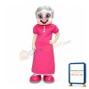 Smiling Grandma In Pink Dress Mascot Adult Costume