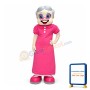 Smiling Grandma In Pink Dress Mascot Adult Costume 