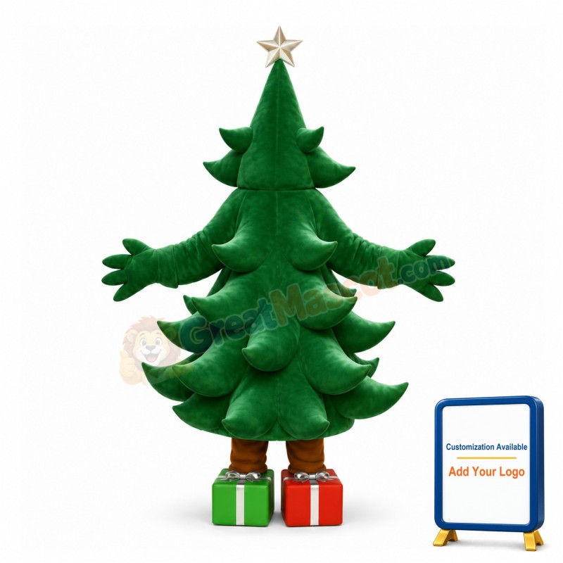 Deluxe Cartoon Christmas Tree Lightweight Mascot Adult Costume