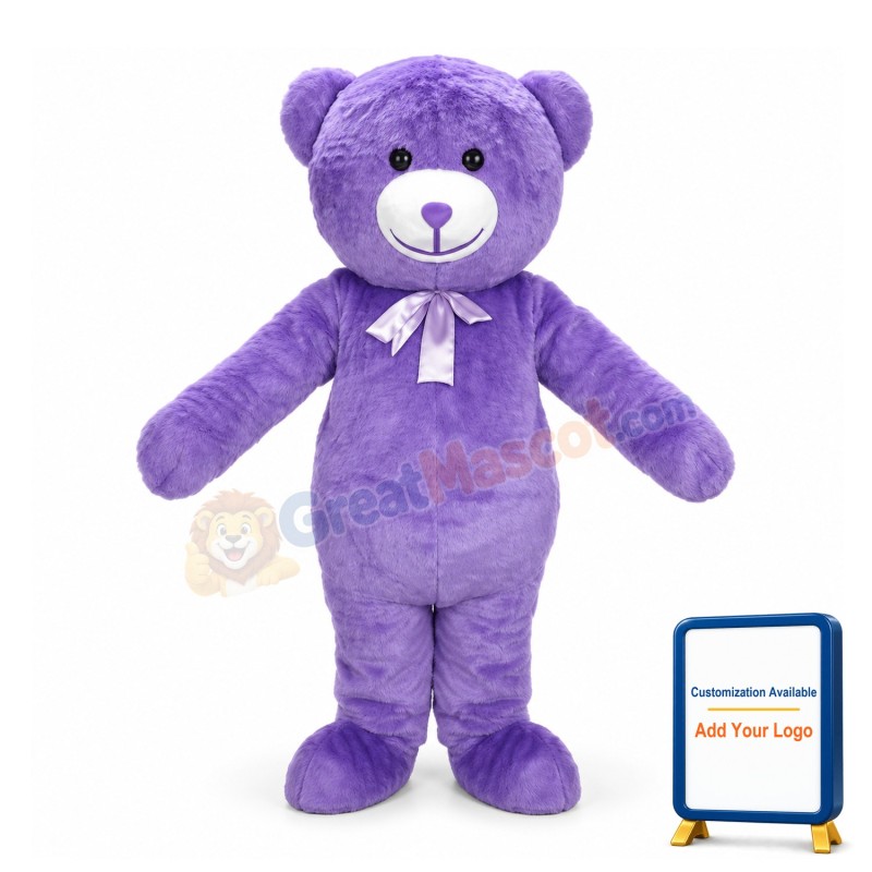 Purple Teddy Bear Mascot Adult Costume