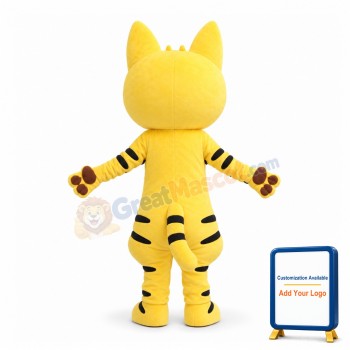 Lovely Yellow Cat With Glasses Mascot Costume