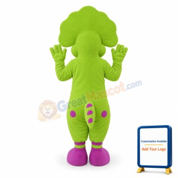 Outgoing Baby Bop the Bright Green Triceratops Mascot Costume