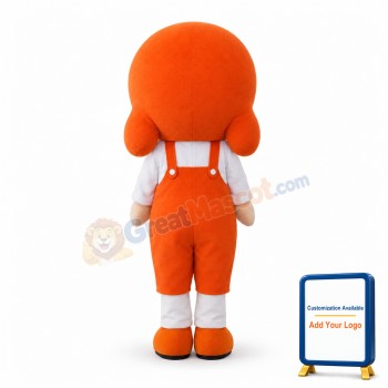 Smiling Cartoon Orange Octopus Girl Mascot Costume