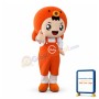 Smiling Cartoon Orange Octopus Girl Mascot Costume