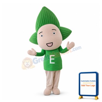Cute Cartoon Green Leaf Boy Mascot Adult Costume