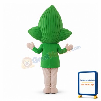 Cute Cartoon Green Leaf Boy Mascot Adult Costume