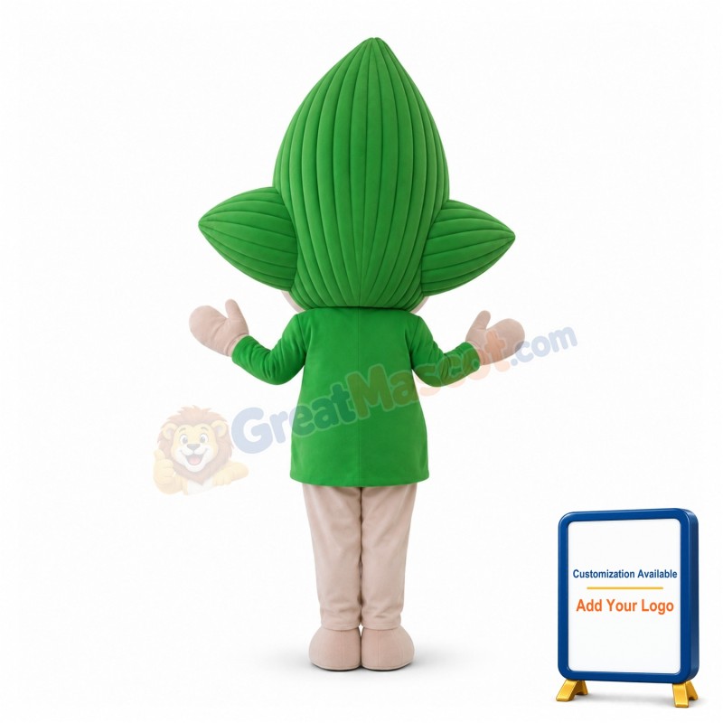 Cute Cartoon Green Leaf Boy Mascot Adult Costume
