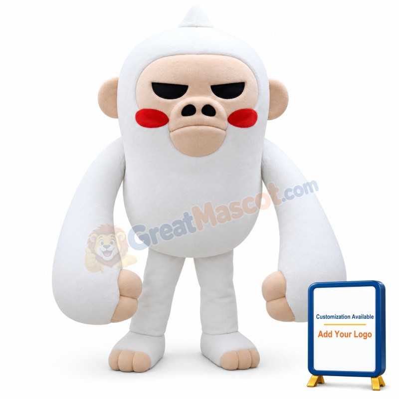 Angry White Gorilla Cartoon Mascot Adult Costume