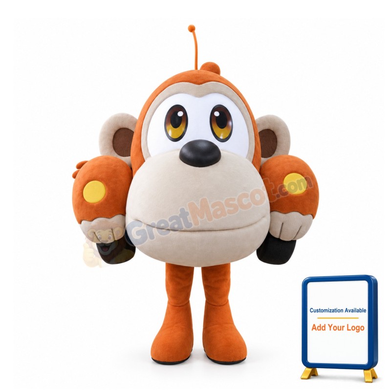 Adult Cartoon Monkey Head Mascot Costume