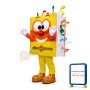 Adult Cartoon Yellow Book With Colorful Musical Notes Mascot Costume