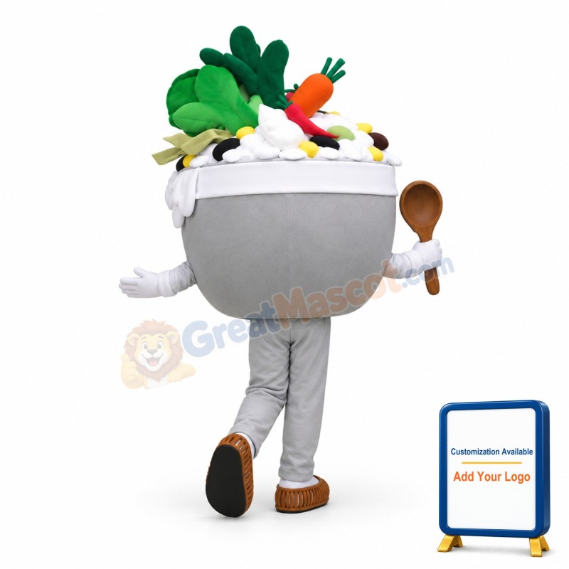 Cartoon Korean Meals In The Grey Bowl Mascot Costume