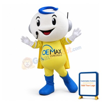 Smiling Cartoon Telemarketer Boy Mascot Adult Costume
