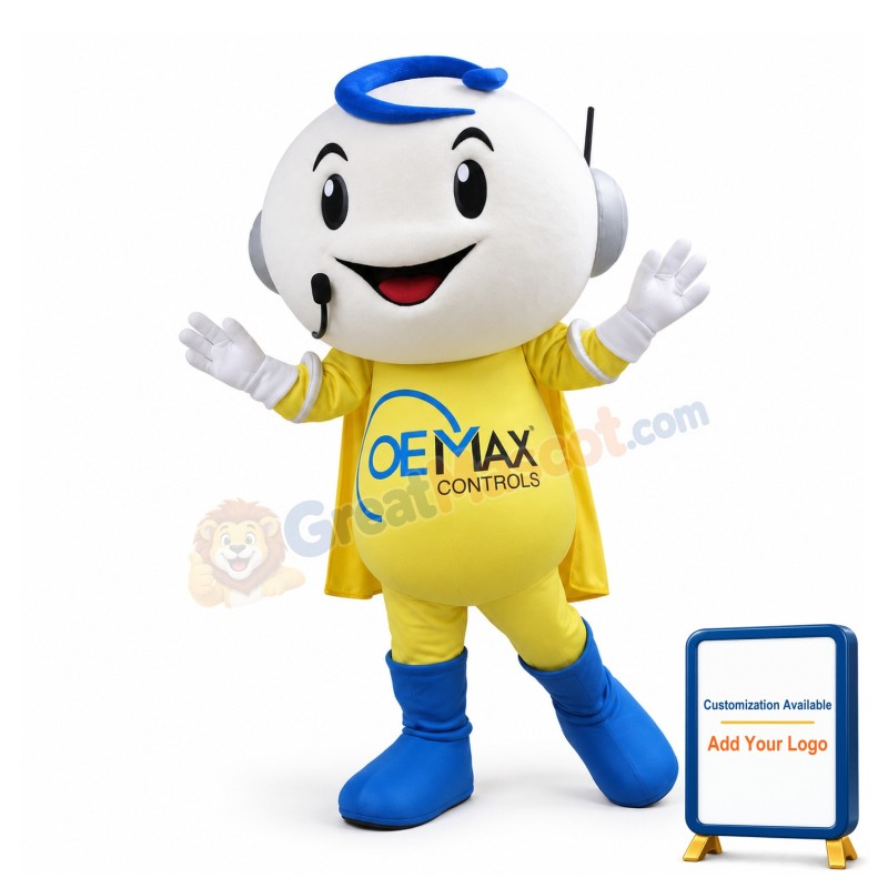Smiling Cartoon Telemarketer Boy Mascot Adult Costume
