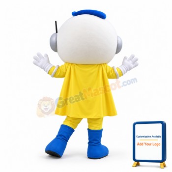 Smiling Cartoon Telemarketer Boy Mascot Adult Costume