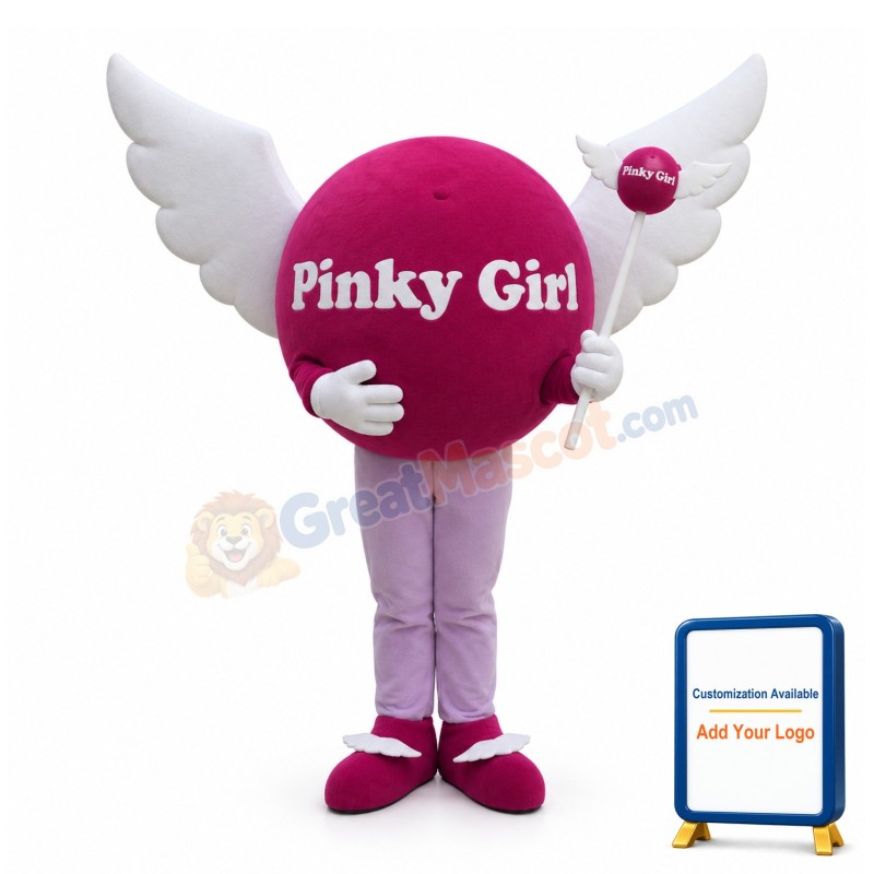 Cartoon Pinky Girl With Wings Mascot Adult Costume