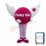 Cartoon Pinky Girl With Wings Mascot Adult Costume