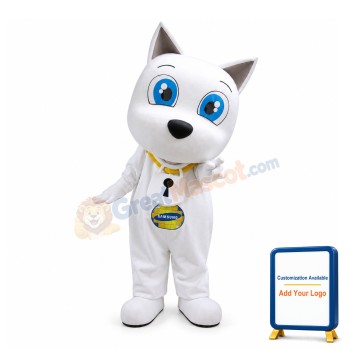 Cartoon White Dog Mascot Adult Costume