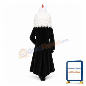 Lady Wearing White Chicken Hat Mascot Costume