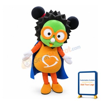 Cartoon Green Face Girl With Yellow Glasses Mascot Adult Costume