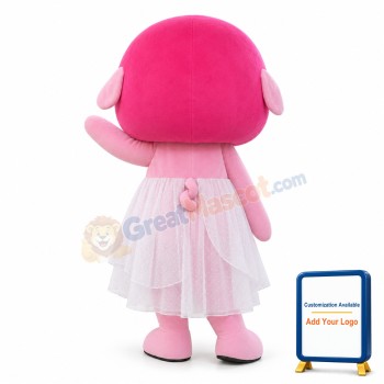 Cute Cartoon Pink Pig Girl Mascot Costume