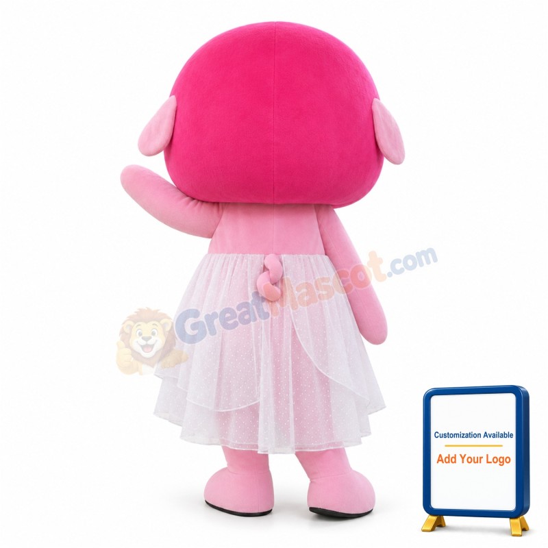 Cute Cartoon Pink Pig Girl Mascot Costume
