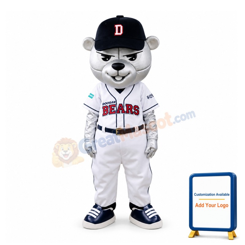 Korean Baseball Silver Bear Mascot Adult Costume