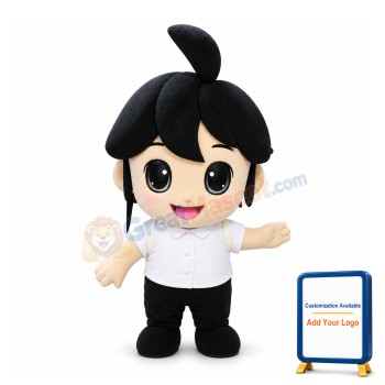 Shy Dark-haired Girl Mascot Adult Costume