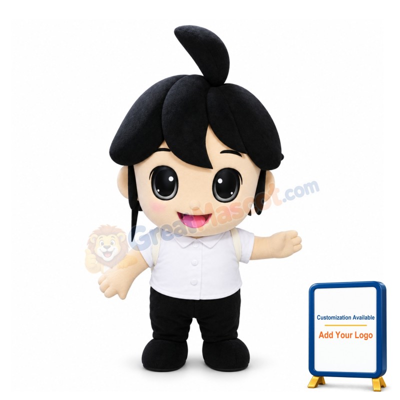 Shy Dark-haired Girl Mascot Adult Costume