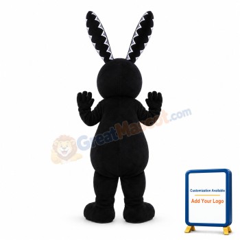 Black Long Eared Rabbit Cartoon Mascot Adult Costume