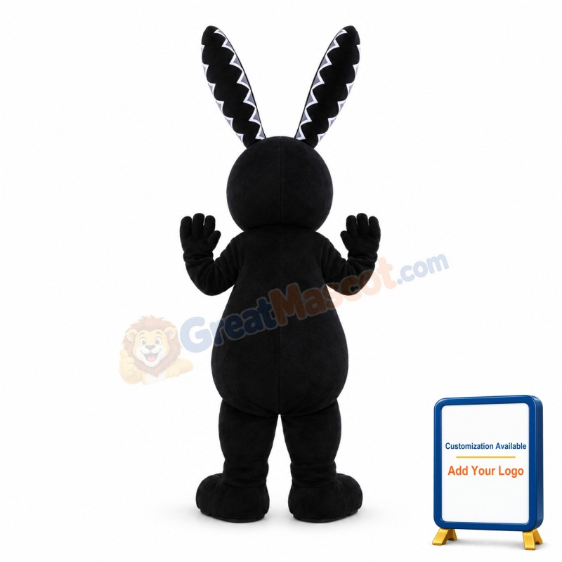 Black Long Eared Rabbit Cartoon Mascot Adult Costume