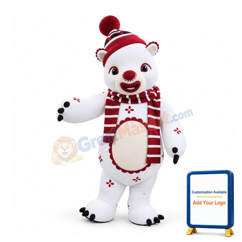 Clown White Bear Mascot Adult Costume
