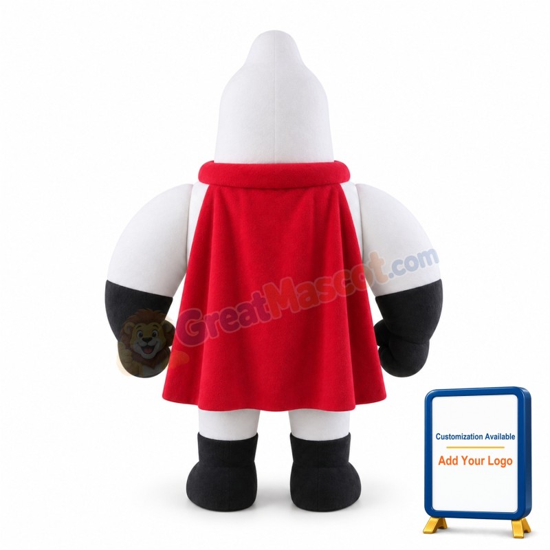 Superhero White Condom Mascot Adult Costume